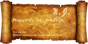 Mogyorósi Jolán névjegykártya