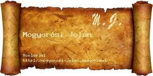 Mogyorósi Jolán névjegykártya